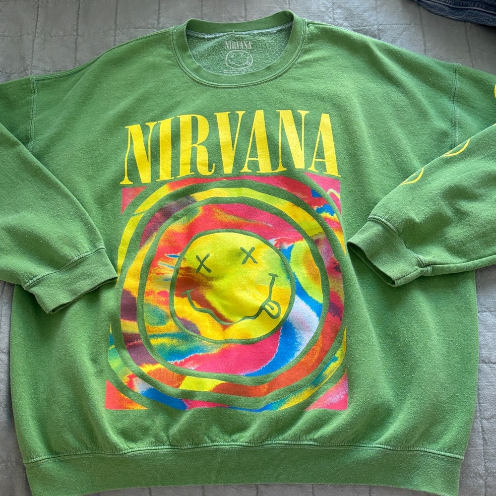 Green Urban Outfitters Nirvana Crewneck